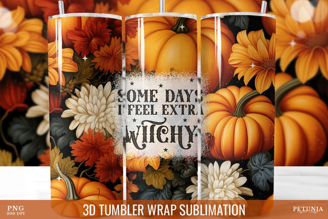 Witchcraft Tumbler, 3D Halloween Sublimation Tumbler Wrap Sublimation Petunia Digital Design 