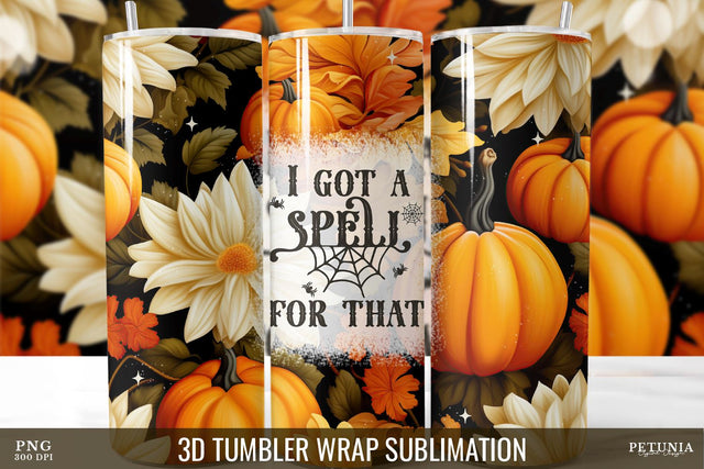 Witchcraft Tumbler, 3D Halloween Sublimation Tumbler Wrap Sublimation Petunia Digital Design 