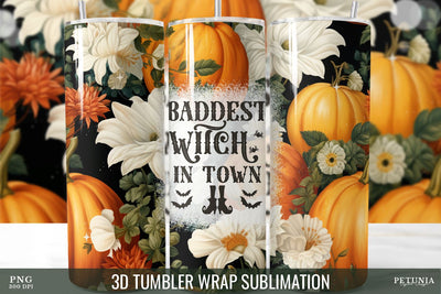Witchcraft Tumbler, 3D Halloween Sublimation Tumbler Wrap Sublimation Petunia Digital Design 