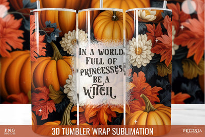 Witchcraft Tumbler, 3D Halloween Sublimation Tumbler Wrap Sublimation Petunia Digital Design 
