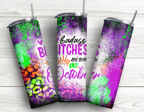 Witches Are Born In October Halloween Tumbler, Halloween Witch Pumpkin Bat Ghost Tumbler Design, Sublimation CaldwellArt 