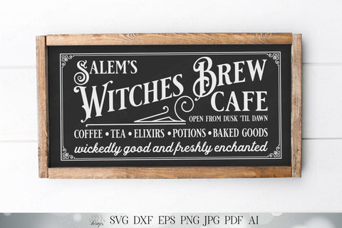 Witches Brew Cafe SVG | Halloween SVG | Coffee House SVG | Fall Design | Witch's svg | Vintage Design | Printable & More SVG Diva Watts Designs 