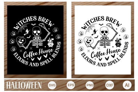 Witches Brew Coffee House Elixirs And Spell Blends Round Sign SVG, Halloween Round Sign SVG, Farmhouse Halloween SVG Design,SVGs,Quotes and Sayings,Food & Drink,On Sale, Print & Cut SVG DesignPlante 503 
