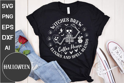 Witches Brew Coffee House Elixirs And Spell Blends Round Sign SVG, Halloween Round Sign SVG, Farmhouse Halloween SVG Design,SVGs,Quotes and Sayings,Food & Drink,On Sale, Print & Cut SVG DesignPlante 503 