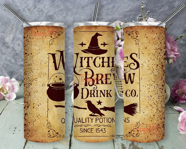 Witches Brew Halloween Drink Co 20oz Skinny Tumbler Design - Sublimation Designs PNG File Digital Download Sublimation DesignSVG 