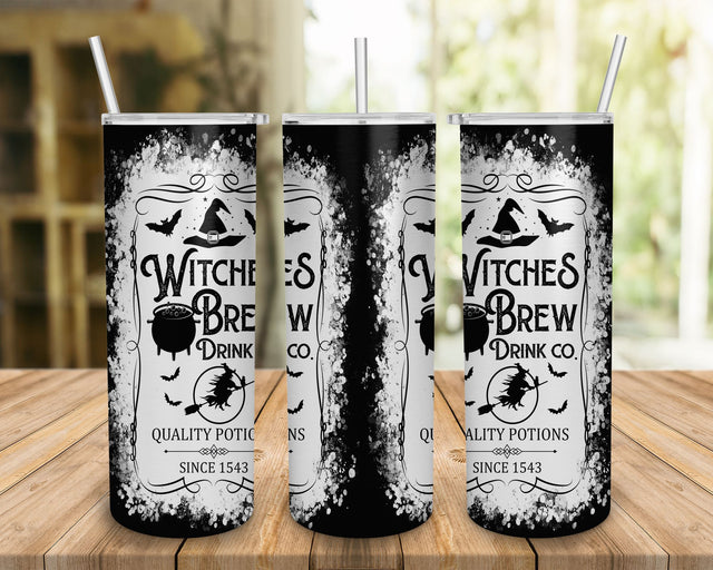 Witches Brew Halloween Drink Co Tumbler, 20oz Skinny Sublimation Full Tumbler Wrap, Halloween Gift - PNG SVG BOO-design 