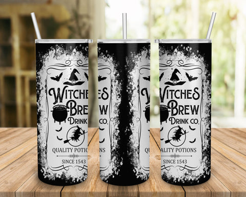 Witches Brew Halloween Drink Co Tumbler, 20oz Skinny Sublimation Full Tumbler Wrap, Halloween Gift - PNG SVG BOO-design 