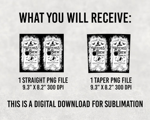 Witches Brew Halloween Drink Co Tumbler, 20oz Skinny Sublimation Full Tumbler Wrap, Halloween Gift - PNG SVG BOO-design 