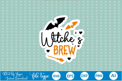 Witche's Brew Sticker SVG SVGs,Quotes and Sayings,Food & Drink,On Sale, Print & Cut SVG DesignPlante 503 