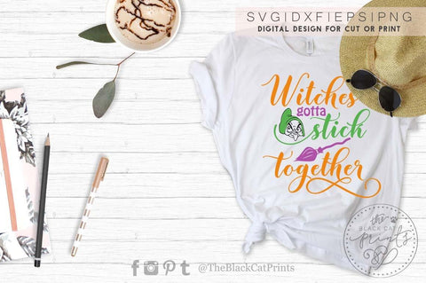 Witches gotta stick together | Funny Halloween cut file SVG TheBlackCatPrints 