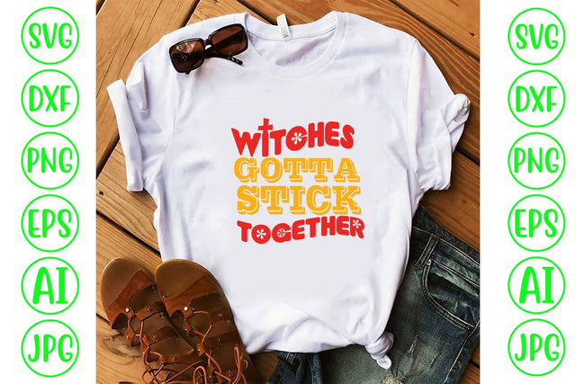 Witches Gotta Stick Together Retro SVG SVG Syaman 