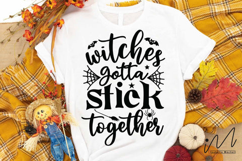 Witches gotta stick together svg,Halloween svg, Funny Halloween T-shirt svg, Halloween Day T-shirt, Happy Halloween svg, Batty Svg, Pumpkin svg, Holiday Cricut SVG Isabella Machell 