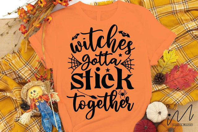 Witches gotta stick together svg,Halloween svg, Funny Halloween T-shirt svg, Halloween Day T-shirt, Happy Halloween svg, Batty Svg, Pumpkin svg, Holiday Cricut SVG Isabella Machell 