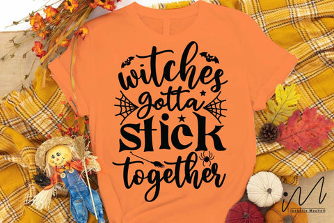 Witches gotta stick together svg,Halloween svg, Funny Halloween T-shirt svg, Halloween Day T-shirt, Happy Halloween svg, Batty Svg, Pumpkin svg, Holiday Cricut SVG Isabella Machell 
