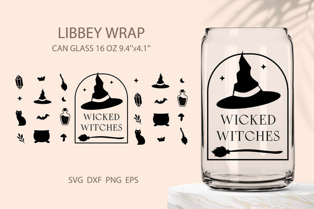 Witches halloween can glass wrap svg SVG KMarinaDesign 