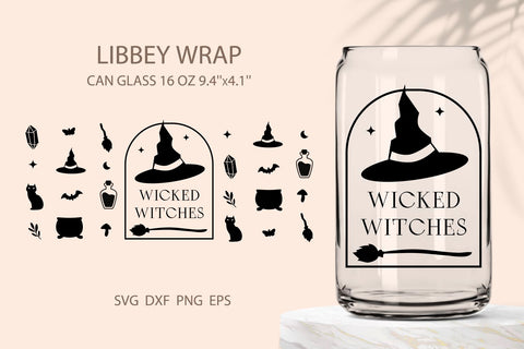 Witches halloween can glass wrap svg SVG KMarinaDesign 