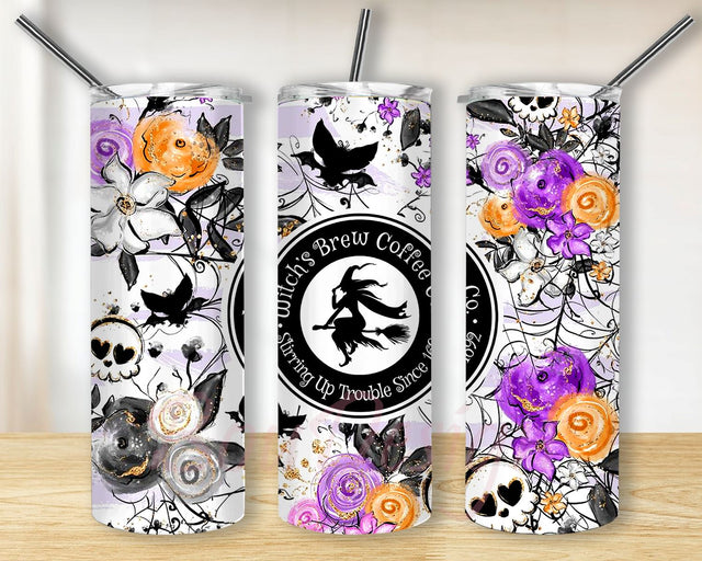 Witchs Brew Coffee Co 20oz Skinny Tumbler Sublimation Designs for Straight, Tapered Tumbler Design, PNG Digital Download Sublimation BouDesign 