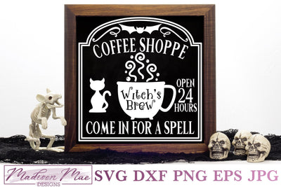 Witch's Brew Coffee Shoppe, Halloween Sign SVG SVG Madison Mae Designs 