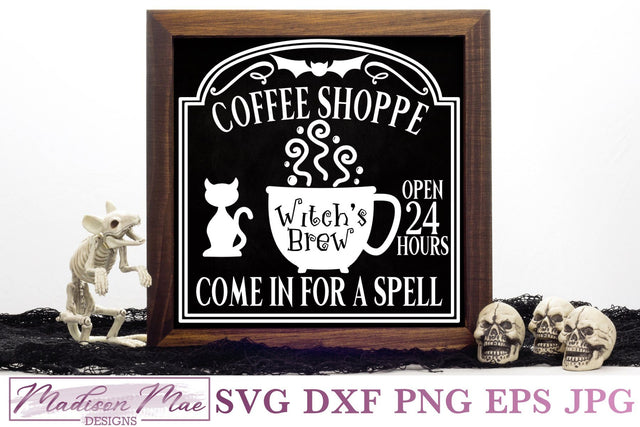 Witch's Brew Coffee Shoppe, Halloween Sign SVG SVG Madison Mae Designs 