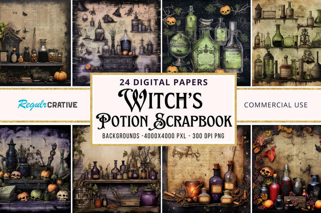 Witchs Potion Scrapbook Bundle Sublimation Regulrcrative 