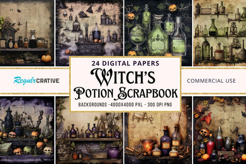 Witchs Potion Scrapbook Bundle Sublimation Regulrcrative 