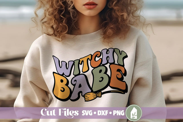 Witchy Babe SVG, Retro Halloween Shirt Design SVG LilleJuniper 
