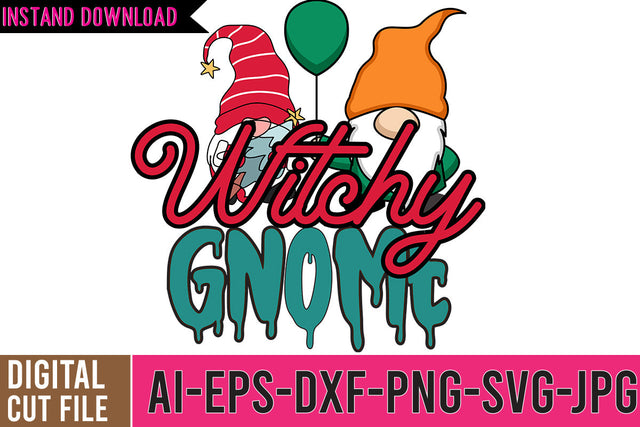 Witchy Gnome SVG Design,Witchy Gnome SVG Cut Files SVG BlackCatsMedia 