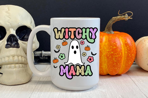 Witchy Mama Groovy Halloween Sublimation I Retro PNG Sublimation Happy Printables Club 