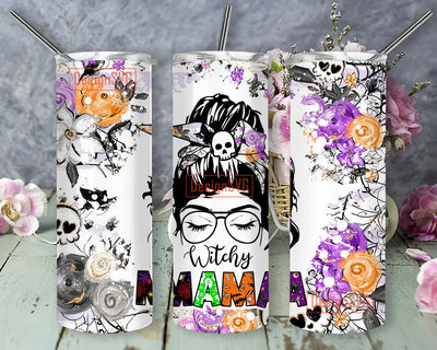 Witchy Mama Tumbler 2 File Png, Messy Bun 20oz Skinny Tumbler Design, Halloween png, Halloween Coffee Tumbler, Witch’s Brew Tumbler Sublimation DesignSVG 