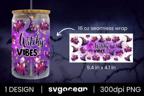 Witchy Vibes Can Glass PNG Sublimation SvgOcean 