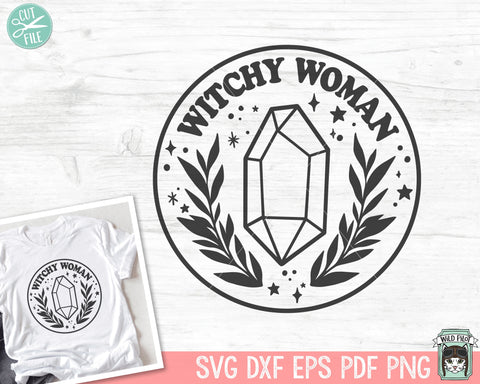 Witchy Woman SVG, Crystals SVG Cut File, Mystical SVG, Positive Vibes svg, Witchy svg, Crystal Leaves svg, Png, Dxf, Eps, Clipart SVG Wild Pilot 