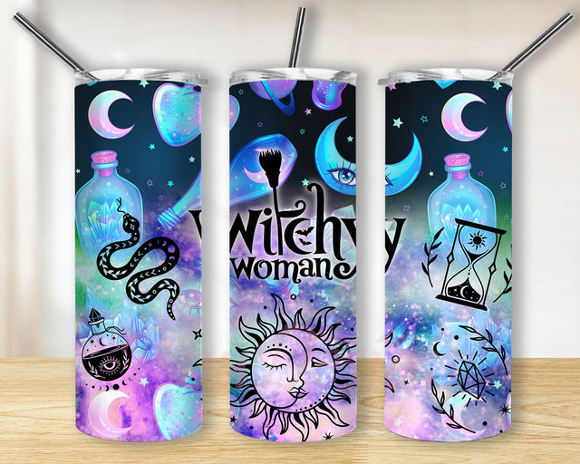 Witchy Woman Tumbler PNG, Crystals 20oz Skinny Tumbler png Sublimation BouDesign 