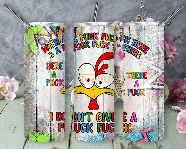 With A Fuck Fuck Here Design Png, Funny Chicken 20oz Skinny Tumbler, Wood Chicken Wire Tumbler Wrap, Chicken Sublimation Design, Instant Download Sublimation DesignSVG 
