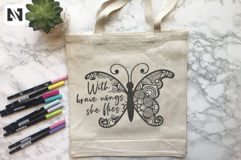 With Brave Wings She Flies Svg - butterfly svg, saying svg SVG Pinoyart Kreatib 