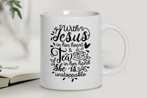 With Jesus In Her Heart And Tea SVG SVG VectorSVGdesign 