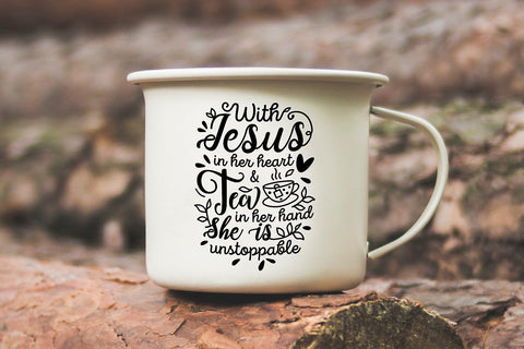 With Jesus In Her Heart And Tea SVG SVG VectorSVGdesign 