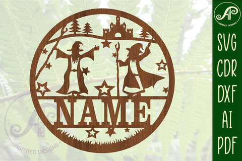 Wizard name sign svg laser cut template SVG APInspireddesigns 