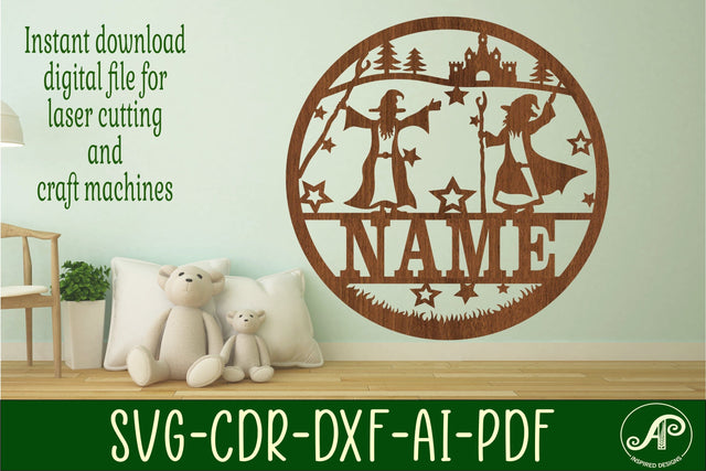 Wizard name sign svg laser cut template SVG APInspireddesigns 