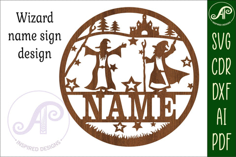 Wizard name sign svg laser cut template SVG APInspireddesigns 