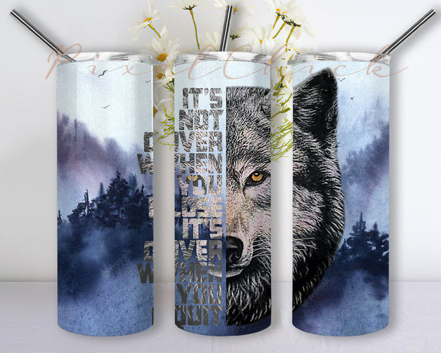 Wolf 20oz Skinny Tumbler Sublimation Designs for Straight Tapered Tumbler PNG File Digital Download, Wolf Tumbler Wrap Sublimation PixelChick 