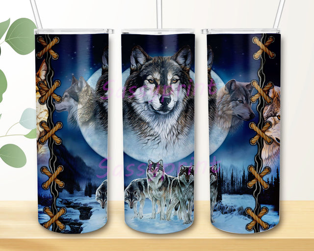 Wolf 20oz Skinny Tumbler Sublimation Wrap Design PNG Digital Download Sublimation sassyprint 