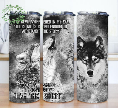 Wolf 20oz Skinny Tumbler, Wolf Howling Tumbler Png, Animal Sublimation Png, Wolf Tumbler With Lid And Straw, Instant Download Sublimation AdriOP 