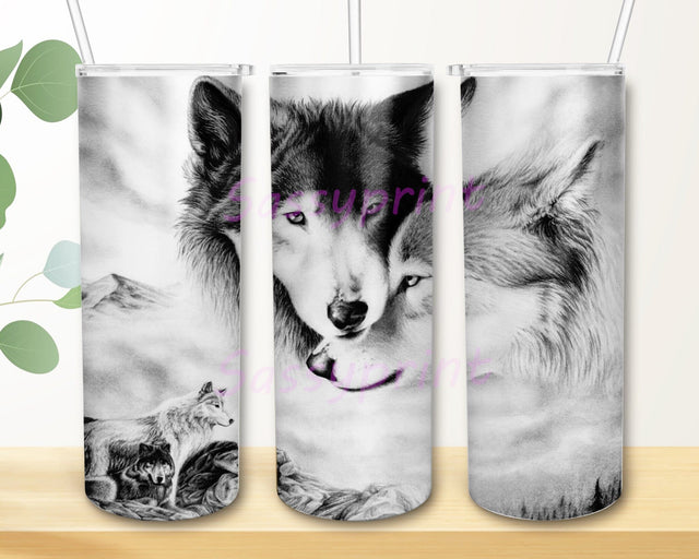 Wolf Couple Tumbler Png, Wolf 20oz Skinny Tumbler, Wolf Love Gift, Wolf Sublimation Design, Wolves Mountain Tumbler Wrap, Instant Download Sublimation sassyprint 