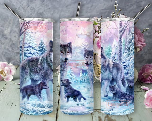 Wolf Family 20oz Tumbler Wrap, Wolf Tumbler Png, Wolf Dream Design Png, Wolf Lover Skinny Tumbler, Snow Wolf Sublimation Design, Digital Download Sublimation DesignSVG 