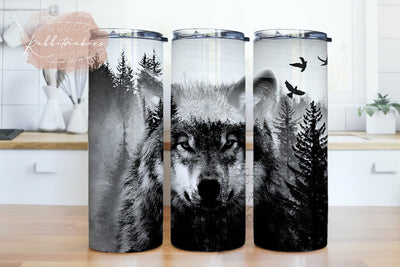 Wolf Forest Tumbler PNG, Wolf 20oz Skinny Tumbler PNG, Sublimation Design Download Sublimation Rabbitmakies 