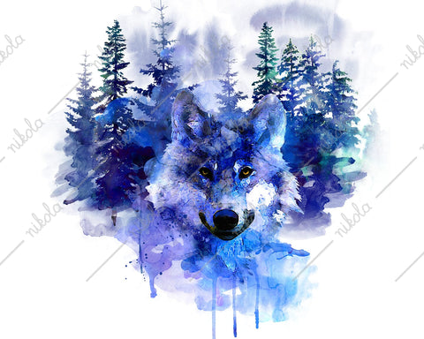 Colorful Abstract Wolf PNG Clip Art Sublimation Design Digital Download  Clipart