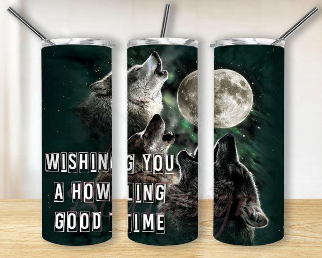 Wolf Halloween 20 oz Skinny Tumbler Sublimation Design, Instant Digital Download PNG, Straight Tumbler Wrap, Halloween Tumbler Wrap Sublimation BouDesign 