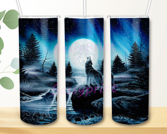 Wolf Howling Tumbler 20oz Skinny Tumbler Sublimation Designs for Straight/Tapered Tumbler PNG File Digital Download, Wolf Tumbler Sublimation sassyprint 