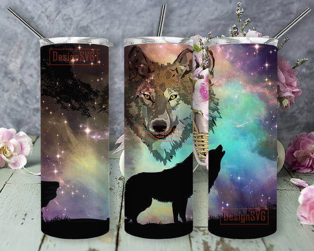 Wolf Howling Tumbler Design, Wolf 20oz Skinny Tumbler, Animals Tumbler Png, Wolf Lover Gift, Wolf Galaxy Sublimation Design, Digital Download Sublimation DesignSVG 