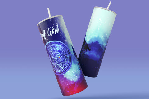Wolf Howling Tumbler, Wolf Tumbler, 20oz Skinny Tumbler, Sublimation Designs PNG File, Digital Download, Seamless Sublimation Skinny Wrap Sublimation Syre Digital Creations 